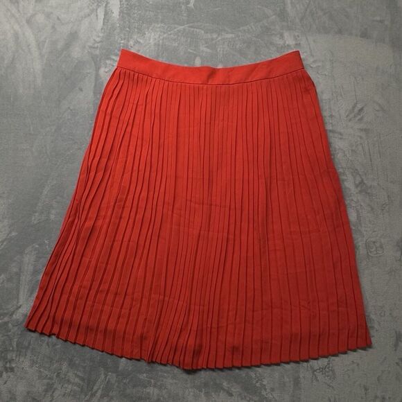 J. Crew Skirt Women’s Sz 18 Red Long Pleated Holiday City Family Photo Modest - Picture 2 of 14